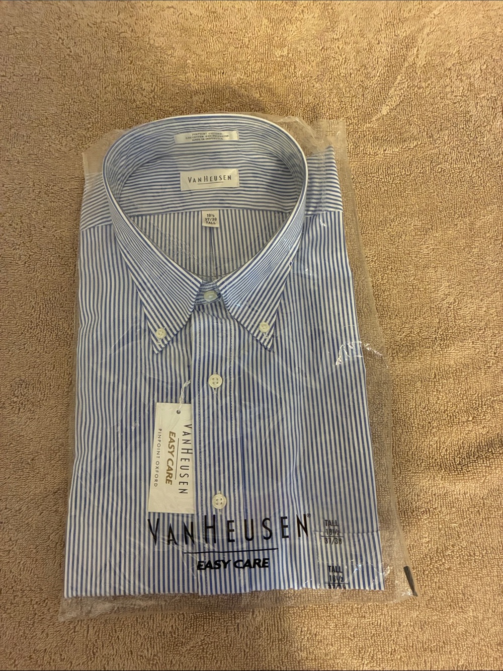 Van Heusen‎ Men’s size 18.5 Blue and White Pinstripe Button-Down Dress Shirt